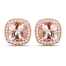 2.71 Carat Genuine Morganite and White Diamond 14K Rose Gold Earrings