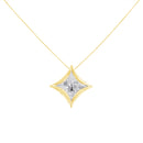10K White Gold 1/10 Cttw Bezel Set Solitaire Princess Cut Diamond Kite Shaped Pendent Necklace - 18" Inches