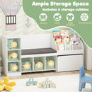 Kids Bookcase with Reading Nook 4-in-1 Standing Toy Organizer-White