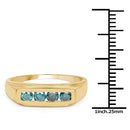 14K Yellow Gold Plated 0.48 Carat Genuine Blue Diamond .925 Sterling Silver Ring