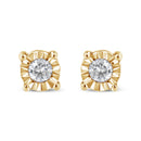 10K Yellow Gold Plated .925 Sterling Silver 1/10 Cttw Round Brilliant-Cut Diamond Miracle-Set Stud Earrings (J-K Color, I3 Clarity)