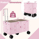Large Foldable Utility Cart with 2-Tier Storage Crates and Telescoping Handle