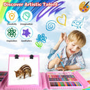 208PCS Kids Art Kit – Easel, Crayons, Pencils & Markers in Storage Box
