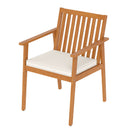 2 Pieces Patio Dining Chairs Outdoor Acacia Wood Chairs with Removable Padded Cushion
