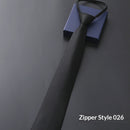 Mens Business Formal Zipper Tie With Blue Stripes