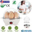 Electric Egg Cooker 7-Capacity BPA-Free Hard-Boiled Egg Maker w/ Auto-Off Measuring Cup for Hard Boiled Steamed Vegetables Seafood Dumplings