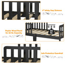 Classic Design Kids Wood Toddler Bed Frame with Two Side Safety Guardrails