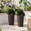 Round Plastic Planters Set of 2, 21 Inch Tall with Drainage