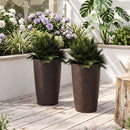 Round Plastic Planters Set of 2, 21 Inch Tall with Drainage