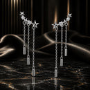 925 Sterling Silver Plated Platinum Pavé Setting CZ Earrings 3.4*0.7cm for Women