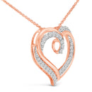 14K Rose Gold Plated Sterling Silver 1/2 Cttw Diamond Open Heart Pendant Necklace