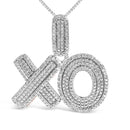 Sterling Silver 1/4 Cttw Diamond Pavé XO Pendant Necklace