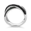Sterling Silver 1/2 Cttw Black and Blue Diamond Crossover Bypass Ring