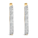 14K Yellow Gold Plated .925 Sterling Silver 1.0 Cttw Baguette Diamond Hoop Earrings
