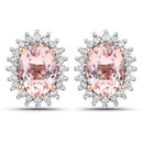 1.61 Carat Genuine Morganite and White Diamond 14K Rose Gold Earrings