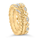 14K Yellow Gold Plated Sterling Silver 1/4 Cttw Diamond Twist Leaf Stackable Ring Set