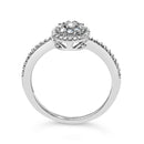 Sterling Silver 1/5 Cttw Diamond Round Motif Halo Ring