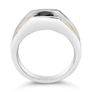 Men's 14K Yellow Gold Plated Sterling Silver 1.0 Cttw Round Black Diamond Band Ring