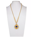 Patricia Nash Gold-Tone Multicolor Stone Oval Filigree Locket 29-1/2 Pendant
