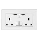 UK Wall Outlet Dual Wall Plug Socket Duplex 2.1A USB Wall Charger with Plug Switch Light Indicator