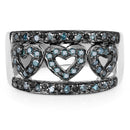 0.32 Carat Genuine Blue Diamond .925 Sterling Silver Ring