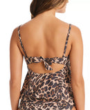 Bar Iii Womens Beach Cheetah-Print Tankini Top, Size Small