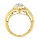 10K Yellow Gold over .925 Sterling Silver Diamond Bypass Cluster Ring (1 Cttw, I-J Color, I2-I3 Clarity) - Size 6