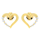 14K Yellow Gold 1/8 Cttw Diamond Journey Heart Hoop Earrings (K-L Color, I1-I2 Clarity)