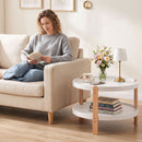 23.5" Round Coffee Table with 2-Tier Open Storage Shelf