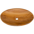 23.5 Inch x 16 Inch Teak Wood Washbasin with Drainage Hole