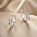 925 Sterling Silver Earrings with Pavé Setting CZ, 1.2x0.45cm, Platinum Plated for Women