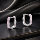 925 Sterling Silver Earrings with Enamel in White Gold Finish - 13*3mm for Women
