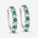 1.08 Carat Genuine Emerald and White Topaz .925 Sterling Silver Earrings