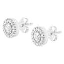 14k White Gold 1 cttw Diamond Halo Stud Earrings (I-J Clarity, I1-I2 Color)