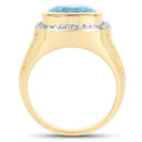 14K Yellow Gold Plated 4.64 Carat Genuine Blue Topaz and White Topaz .925 Sterling Silver Ring