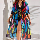Colorful geometric printed swimsuit cover