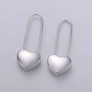 24K Dangle Heart Earrings in Silver