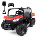 24V 2-Seater Kids Ride on Dump Truck 4WD with Electric Dump Bed and Lights