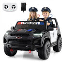 24V 2-Seater Ride on Police Car 4WD Chevrolet with Megaphone and LED Flashing Lights-Black