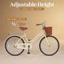 24/26 Inch Beach Cruiser Bike with Basket and Rear Rack