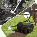 24 Inch Compost Spreader Peat Moss Spreader Roller with Height-Adjustable T-Shaped Handle
