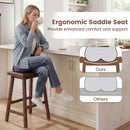 24 Inch Counter Height Stools Solid Wood Saddle Bar Stools Set of 2