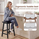 24 Inch Counter Height Stools Solid Wood Saddle Bar Stools Set of 2