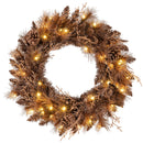 24 Inch Pre-lit Christmas Wreath with 105 Branch Tips and 35 Warm White LED Lights