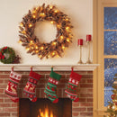 24 Inch Pre-lit Christmas Wreath with 105 Branch Tips and 35 Warm White LED Lights