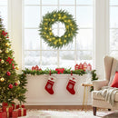 24 Inch Pre-lit Christmas Wreath with 108 Branch Tips and 35 Warm White LED Lights for Wall Window