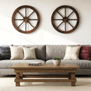 24 Inch Set of 4 Decorative Wooden Wagon Wheel Carbonized Solid Fir Wood