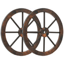 24 Inch Set of 4 Decorative Wooden Wagon Wheel Carbonized Solid Fir Wood