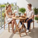 24" Round Teak Folding Bistro Table with Footrest