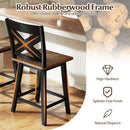 24" Rubberwood Swivel Barstools Set of 4 with Backrest and Large Seat